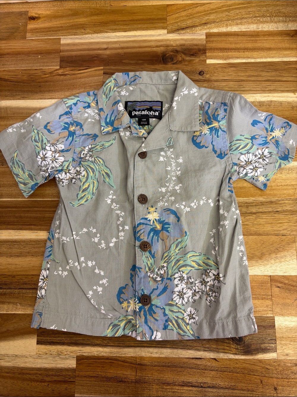 Kids' Gray Floral Short-Sleeve Button-Up Shirt